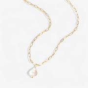 Hanalei Pearl Coin Paperclip Necklace