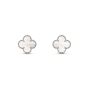 CLOVER MEDIUM 1 MOTIFS  WHITE MOP EARRINGS SILVER