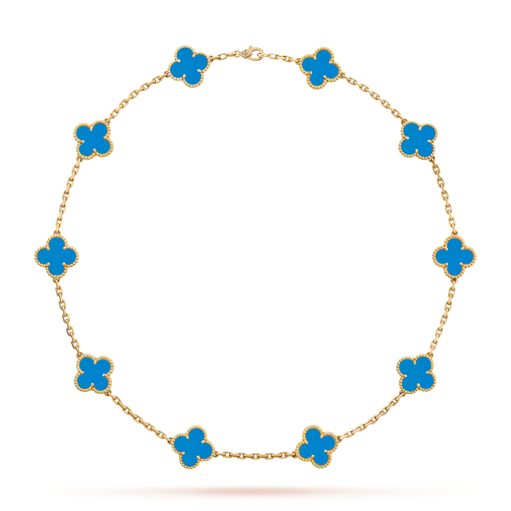 CLOVER 10 MOTIFS BLUE AGATE NECKLACE