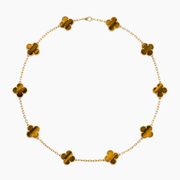 CLOVER 10 MOTIFS TIGER EYE NECKLACE