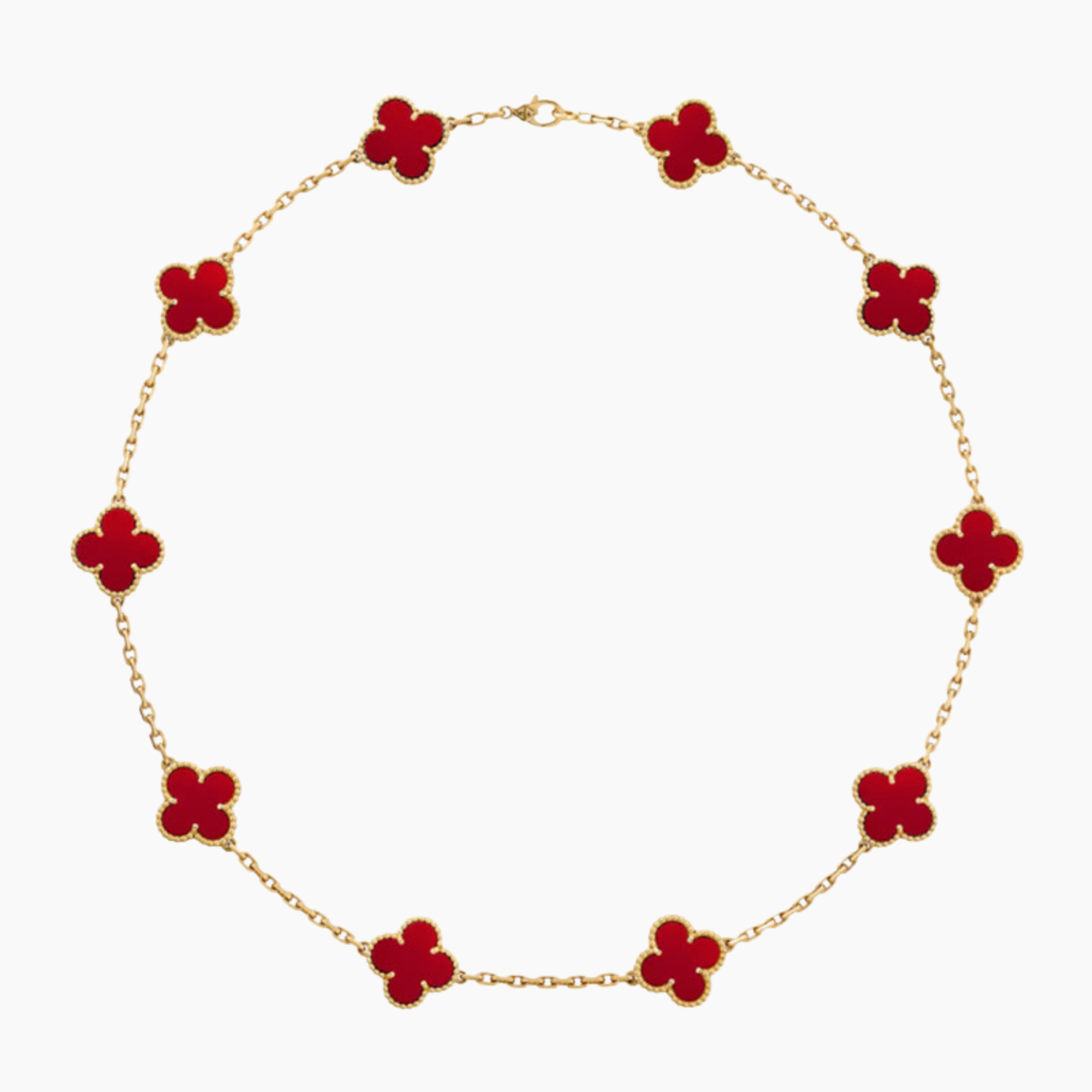 CLOVERS THE  10-MOTIFS CARNELIAN NECKLACE