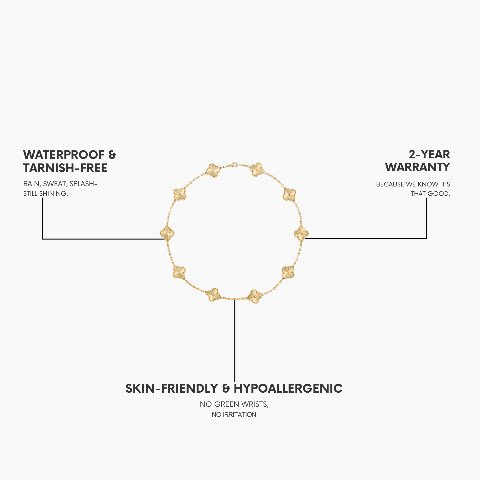 CLOVER 10 MOTIFS LASER NECKLACE