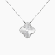 CLOVER  15MM DIAMOND LASER NECKLACE SILVER