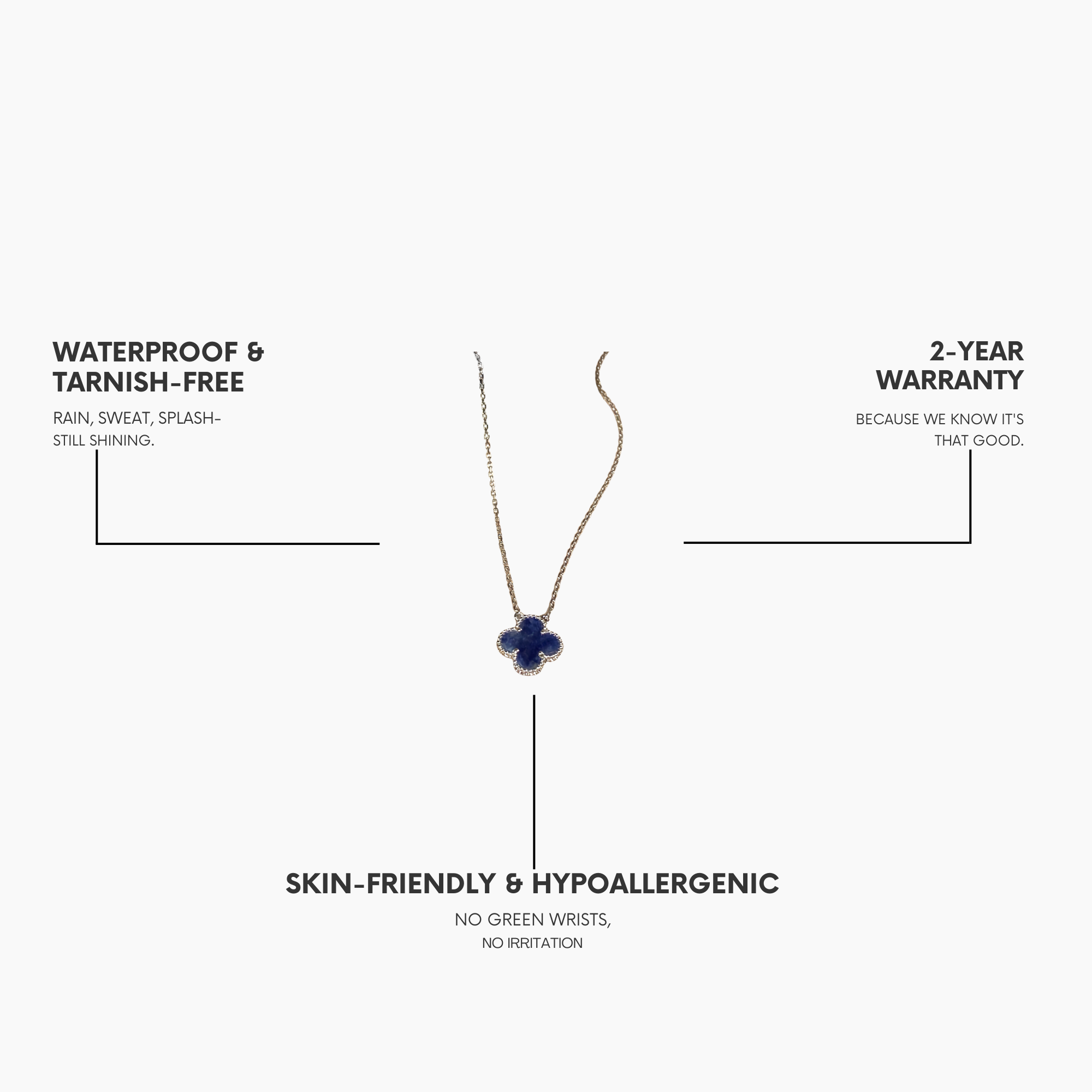 CLOVER 15MM PIETERSITE NECKLACE SILVER