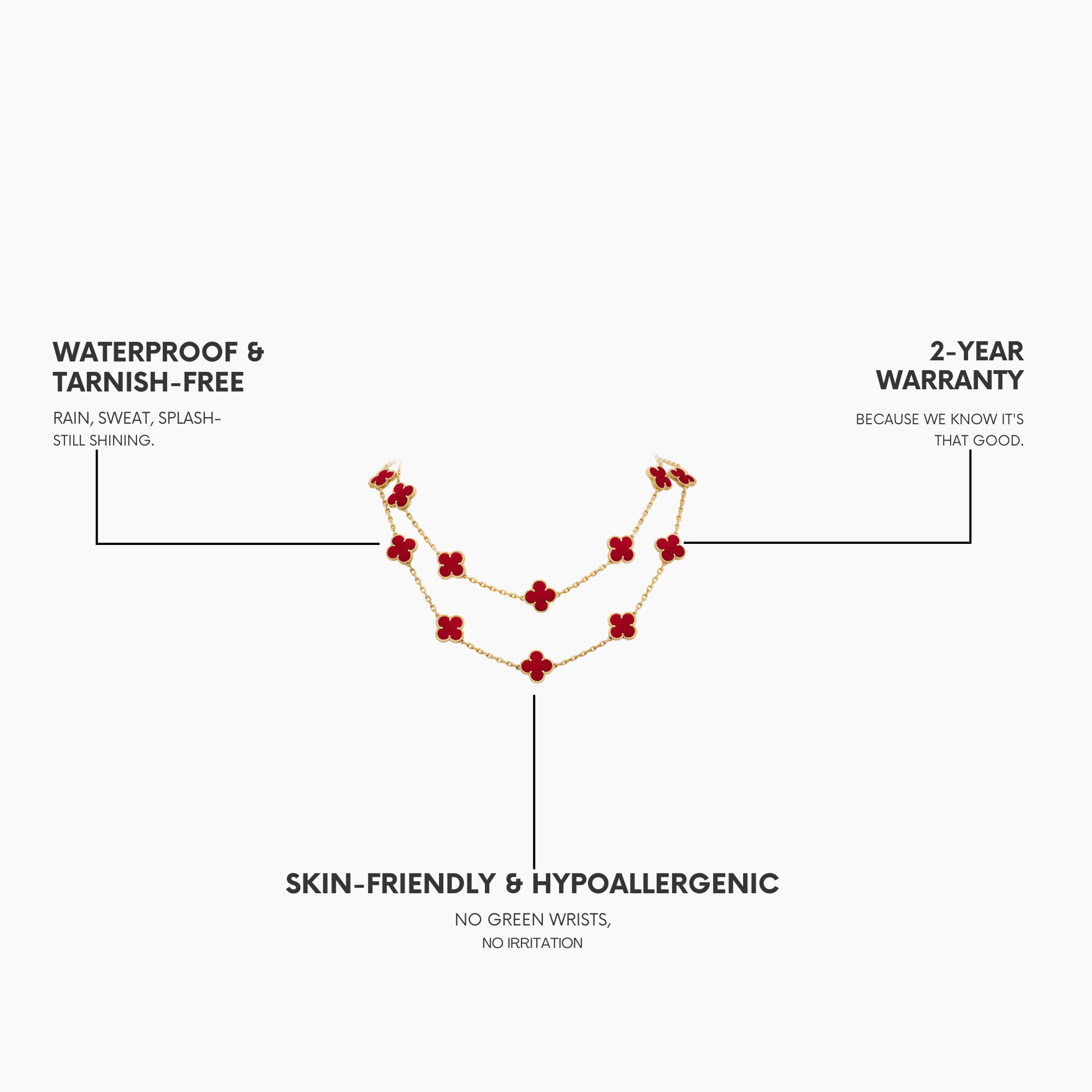 CLOVER 20 MOTIFS CARNELIAN NECKLACE