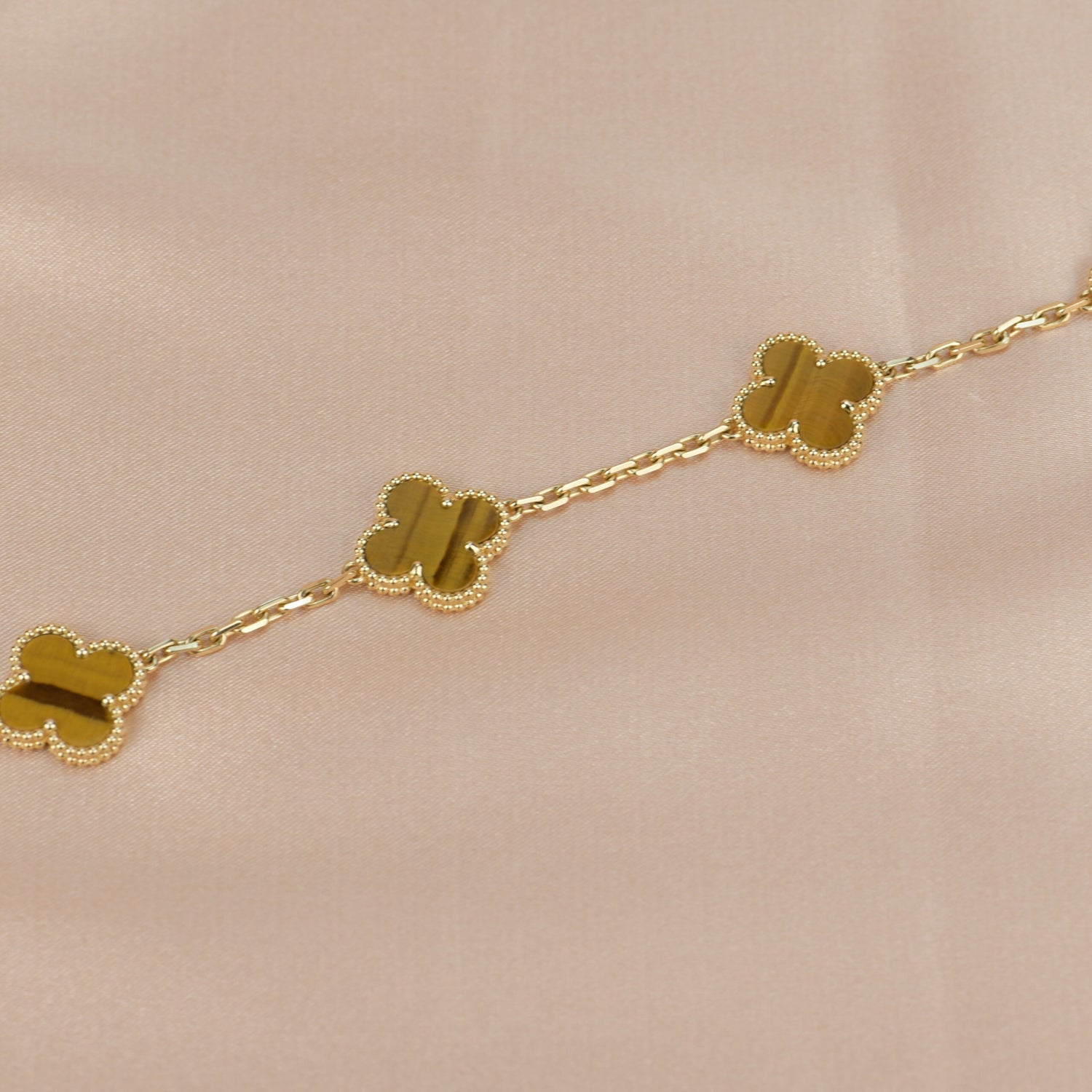 CLOVER  5 MOTIFS TIGER EYE BRACELET