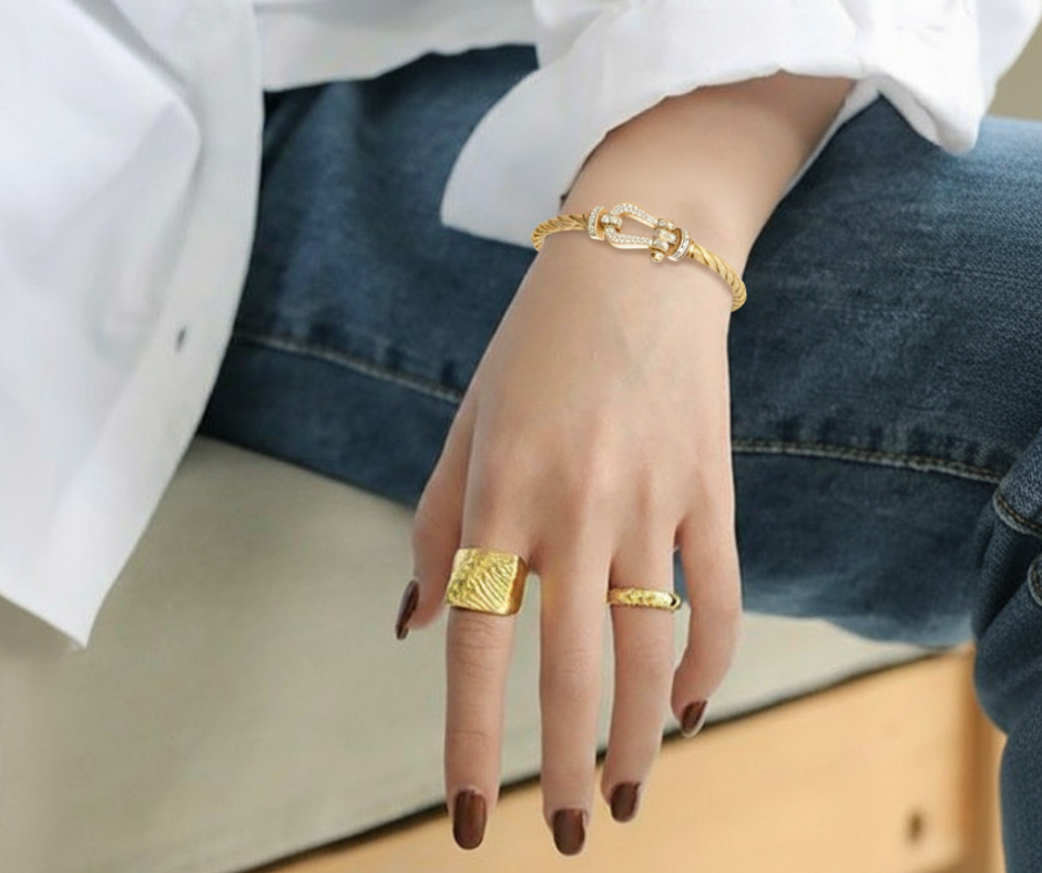 FORCE LARGE HORSESHOE FULL DIAMOND BRACELET GOLD