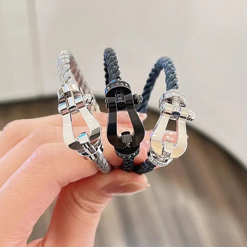 FORCE LARGE HORSESHOE FULL DIAMOND BRACELET SILVER