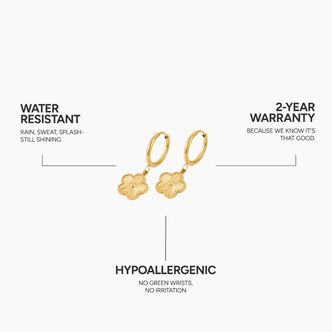 Golden Clover Hoop Earrings