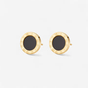 Azalea Black Button Stud Earrings
