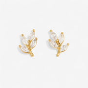 Crystal Leaf Stud Earrings