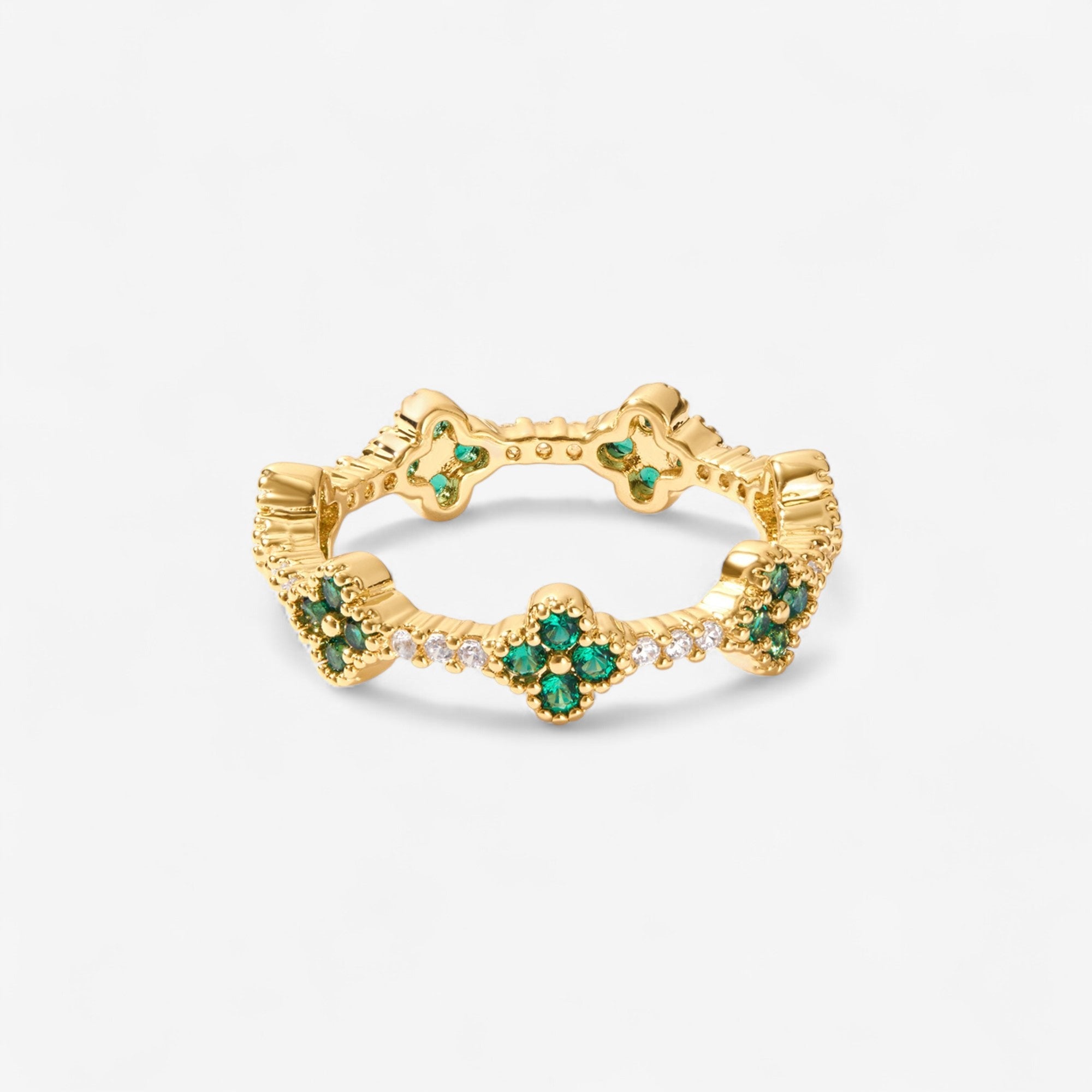 FOUR LEAF CLOVER CRYSTAL RING