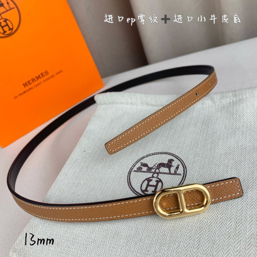 HELENE MAILLON REVERSIBLE LEATHER BELT — CIDER ORANGE (GOLD HARDWARE)
