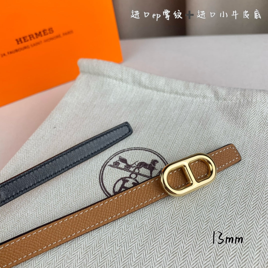 HELENE MAILLON REVERSIBLE LEATHER BELT — CIDER ORANGE (GOLD HARDWARE)