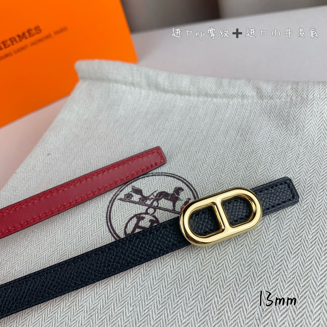 HELENE MAILLON LEATHER BELT — BLACK (GOLD HARDWARE)