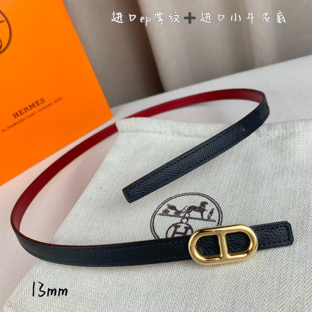 HELENE MAILLON LEATHER BELT — BLACK (GOLD HARDWARE)