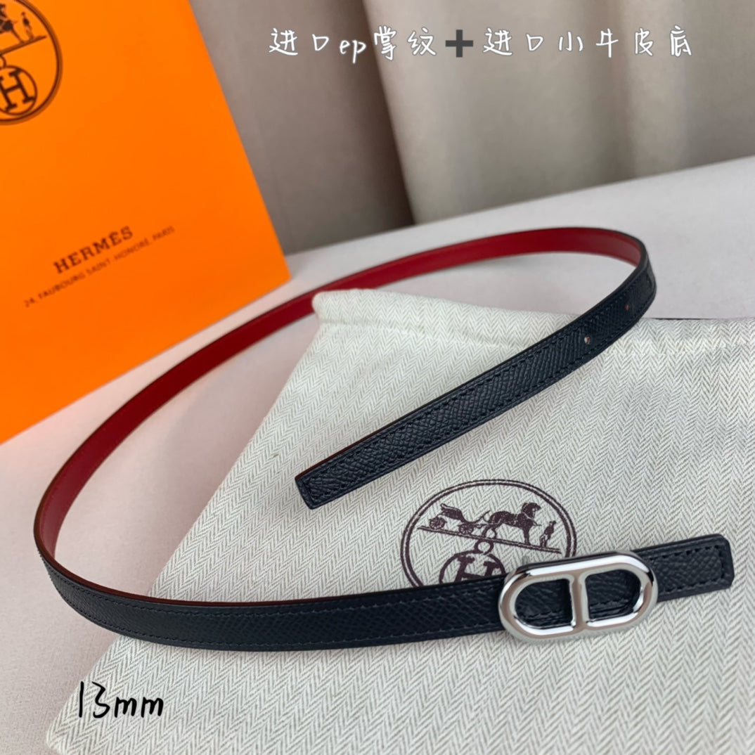 HELENE MAILLON LEATHER BELT — BLACK (SILVER HARDWARE)