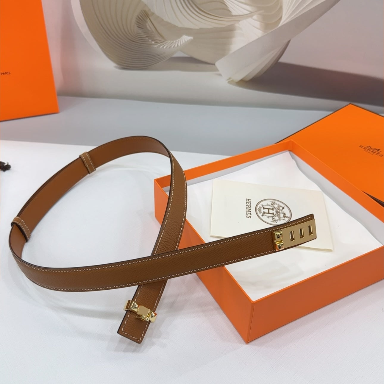 MAISON CDC LEATHER BELT — GOLD EPSOM (GOLD HARDWARE, 30MM)