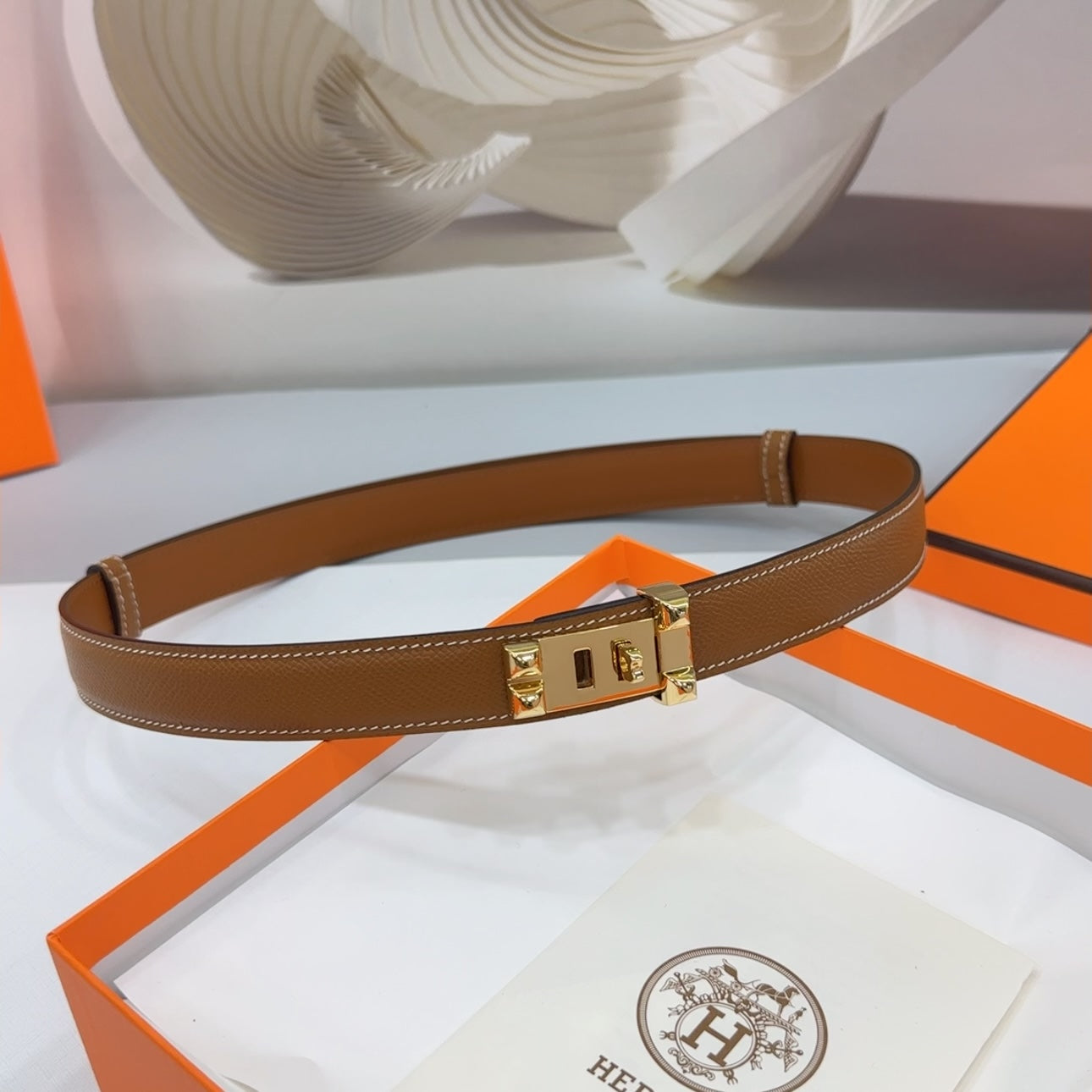 MAISON CDC LEATHER BELT — GOLD EPSOM (GOLD HARDWARE, 30MM)