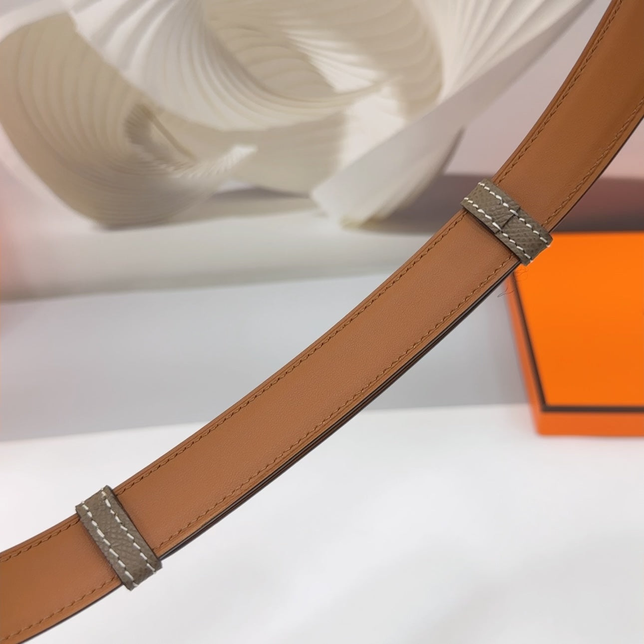 MAISON C.D.C. LEATHER BELT — ETAIN EPSOM (GOLD HARDWARE, 30MM)