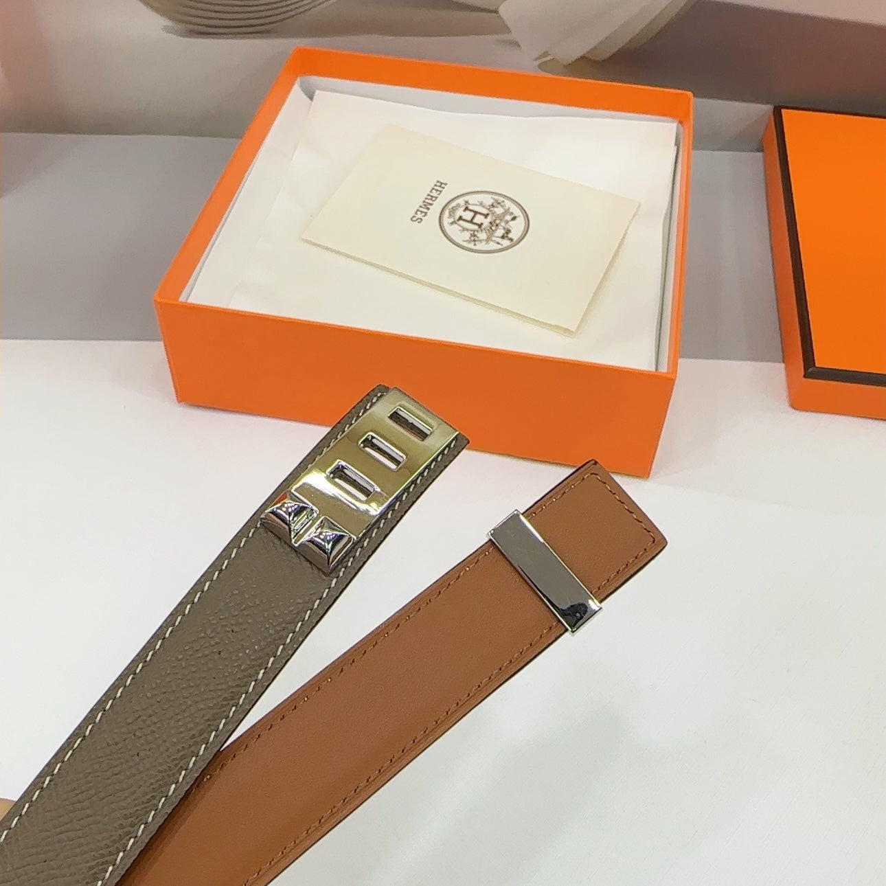 MAISON CDC LEATHER BELT — ETAIN EPSOM (SILVER HARDWARE, 30MM)