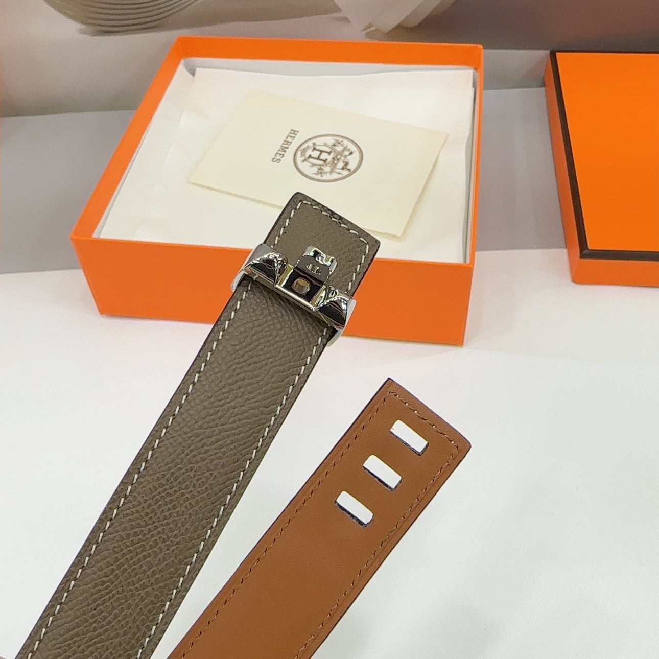 MAISON CDC LEATHER BELT — ETAIN EPSOM (SILVER HARDWARE, 30MM)