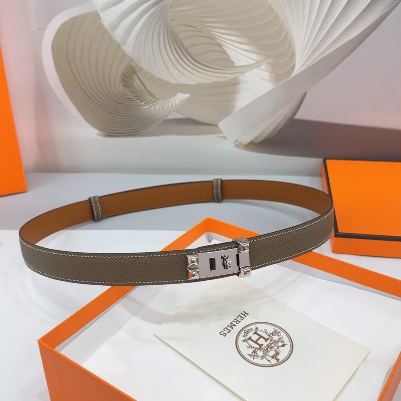 MAISON CDC LEATHER BELT — ETAIN EPSOM (SILVER HARDWARE, 30MM)