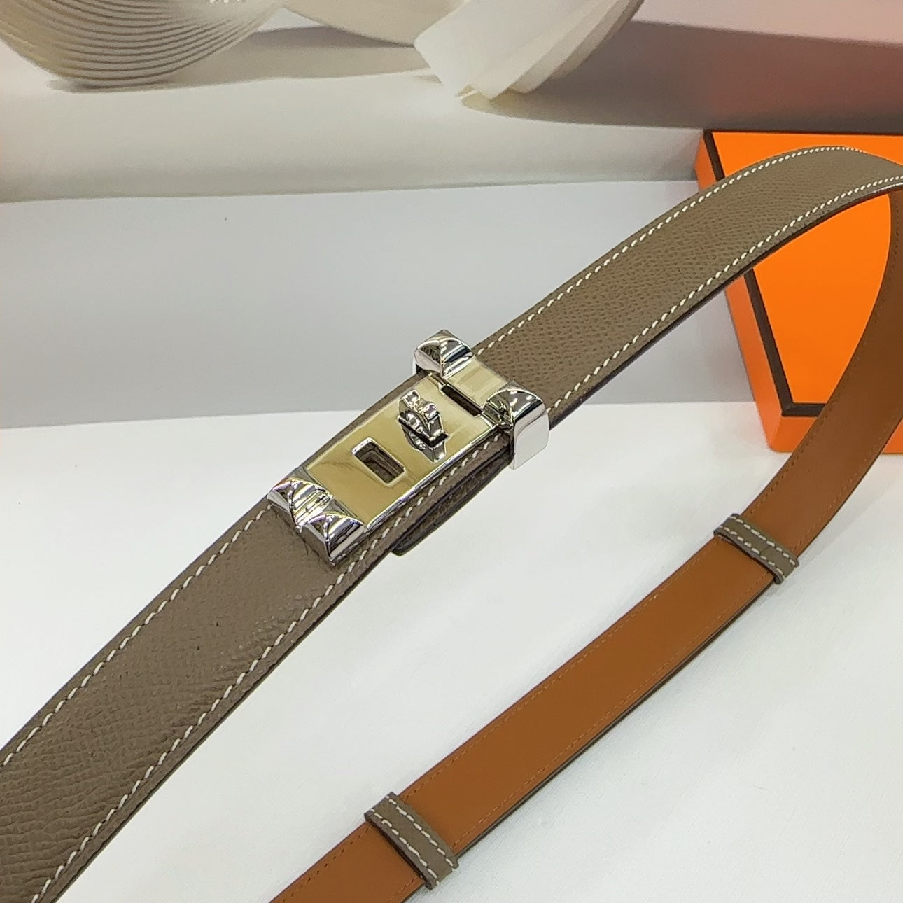 MAISON CDC LEATHER BELT — ETAIN EPSOM (SILVER HARDWARE, 30MM)