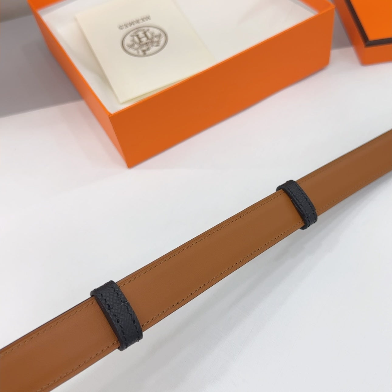 MAISON C.D.C. LEATHER BELT — BLACK EPSOM (GOLD HARDWARE, 30MM)