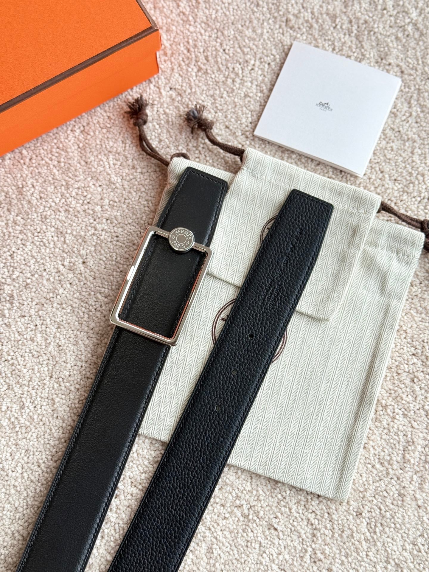 HELENE OSCAR LEATHER BELT — BLACK (SILVER HARDWARE, 38MM)