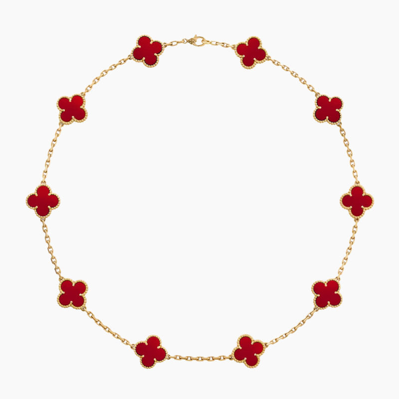 CLOVER 10 MOTIFS CARNELIAN NECKLACE