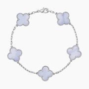 CLOVER  5 MOTIF PURPLE CHALCEDONY BRACELET SILVER