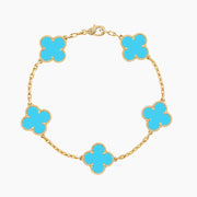 CLOVER 5 MOTIFS TURQUOISE BRACELET