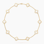 CLOVER 10 MOTIFS WHITE MOTHER OF PEARL NECKLACE