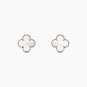 CLOVER MEDIUM 1 MOTIFS  WHITE MOP EARRINGS SILVER
