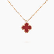 CLOVER MINI 9.5MM WHITE CARNELIANS NECKLACE
