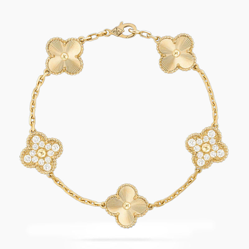 CLOVER BRACELET 5 MOTIFS GOLD DIAMOND