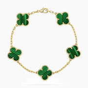 CLOVER 5 MOTIFS MALACHITE BRACELET