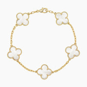 CLOVER  5 MOTIF WHITE MOP BRACELET