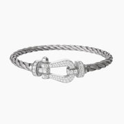 FORCE LARGE HORSESHOE FULL DIAMOND BRACELET SILVER