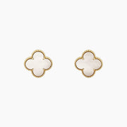 CLOVER MEDIUM 1 MOTIFS  WHITE MOP STUD EARRINGS