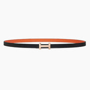 HELENE FOCUS REVERSIBLE LEATHER BELT — BLACK & ORANGE