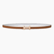 HELENE FOCUS REVERSIBLE LEATHER BELT — BRONZE & WHITE
