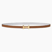 HELENE FOCUS REVERSIBLE LEATHER BELT — BRONZE & WHITE