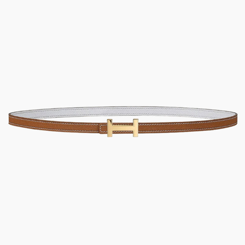 HELENE FOCUS REVERSIBLE LEATHER BELT — BRONZE & WHITE