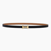 HELENE FOCUS REVERSIBLE LEATHER BELT — TAWNY BROWN & BLACK (GOLD HARDWARE)