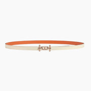 HELENE ANCRE REVERSIBLE LEATHER BELT — WHITE & ORANGE (COPPER HARDWARE)