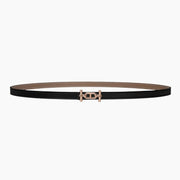 HELENE ANCRE REVERSIBLE LEATHER BELT — BLACK & KHAKI BROWN (COPPER HARDWARE)