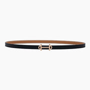 HELENE GAMMA REVERSIBLE LEATHER BELT — BRONZE BROWN & BLACK (COPPER HARDWARE)