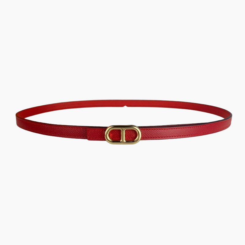 HELENE MAILLON REVERSIBLE LEATHER BELT — CHERRY RED (GOLD HARDWARE)